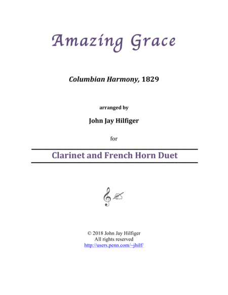 Amazing Grace For Clarinet And Horn Duet Sheet Music