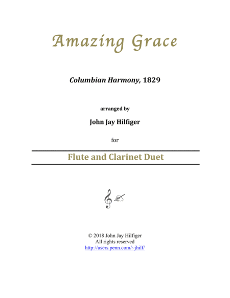 Amazing Grace For Flute And Clarinet Duet Sheet Music