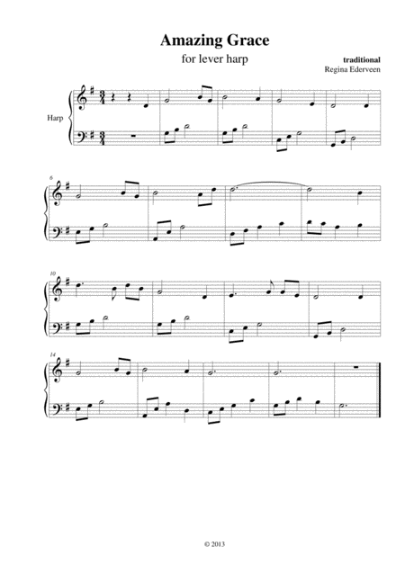 Amazing Grace Harp Beginner Version Sheet Music