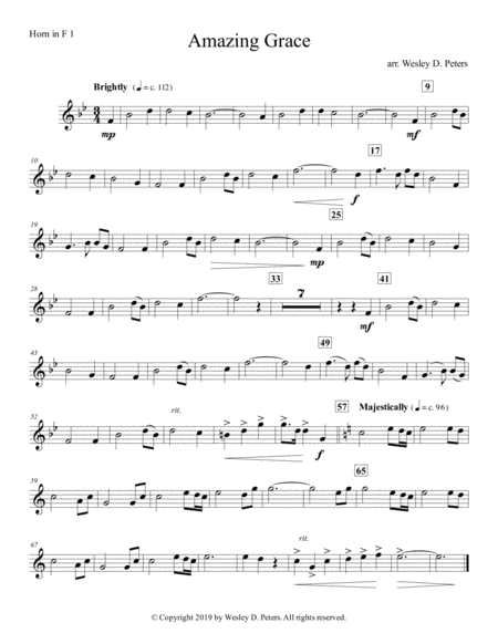 Free Sheet Music Amazing Grace Horn Quartet