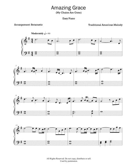 Amazing Grace My Chains Are Gone John Newton Sheet Music Easy Piano Sheet Music