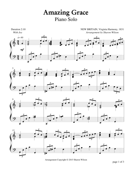 Amazing Grace Piano Solo Sheet Music