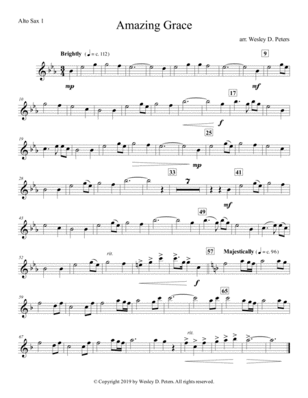 Amazing Grace Sax Quartet Sheet Music