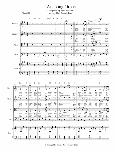 Amazing Grace Strings And Piano Sheet Music