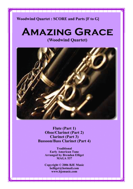 Amazing Grace Woodwind Quartet Score And Parts Sheet Music