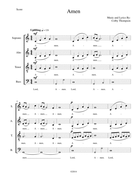 Free Sheet Music Amen For Satb Choir