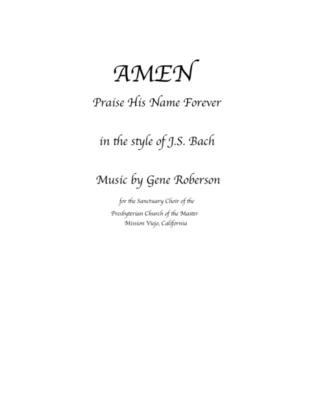 Amen Praise His Name Forever Sheet Music