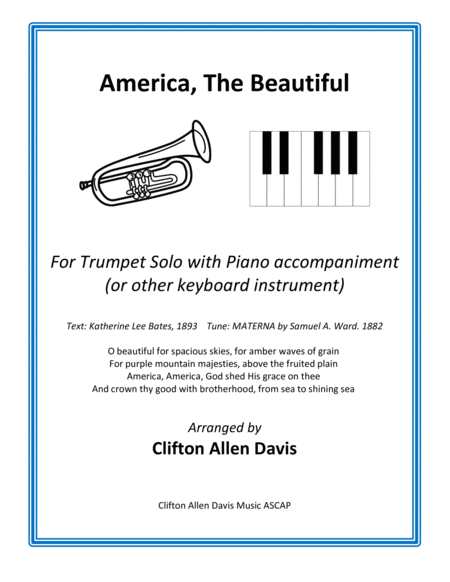 America The Beautiful For Bb Trumpet And Piano Sheet Music