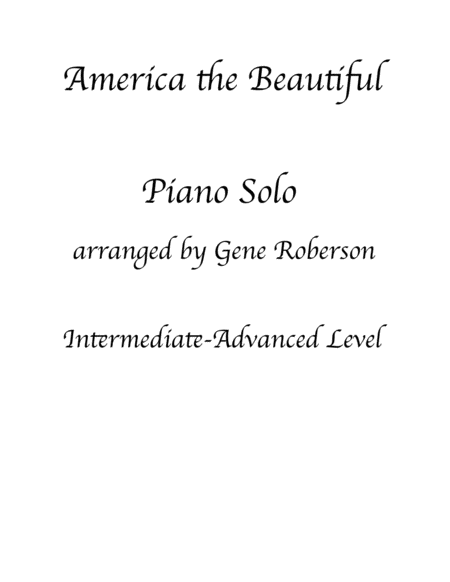 America The Beautiful Piano Solo Sheet Music