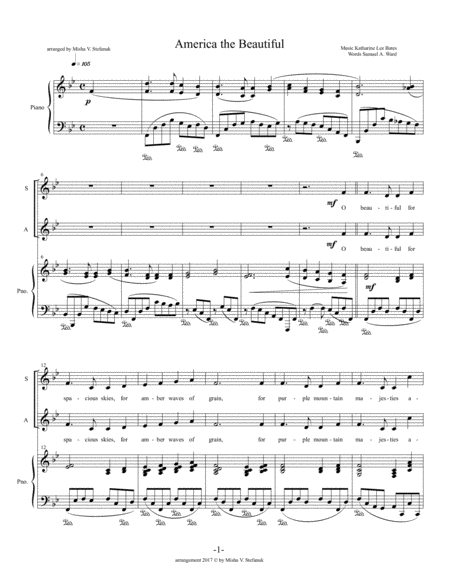 Free Sheet Music America The Beautiful Satb Congregation In Verse 3