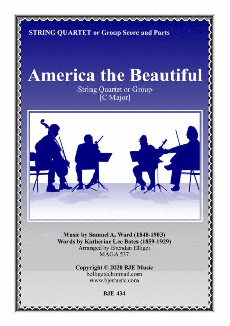 Free Sheet Music America The Beautiful String Quartet Or Group Score And Parts Pdf