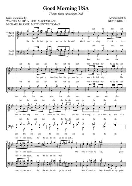 American Dad Main Title Theme Good Morning U A Sheet Music