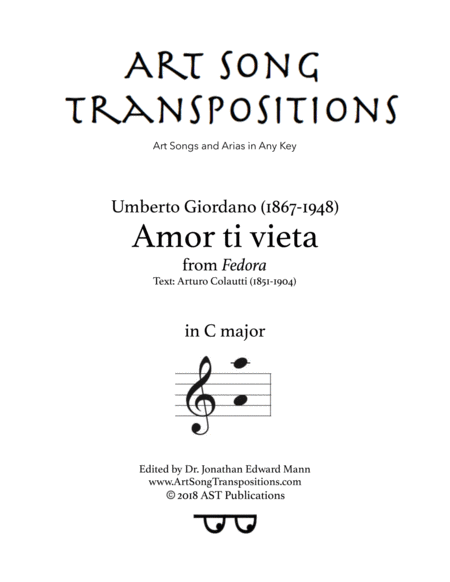 Amor Ti Vieta C Major Sheet Music