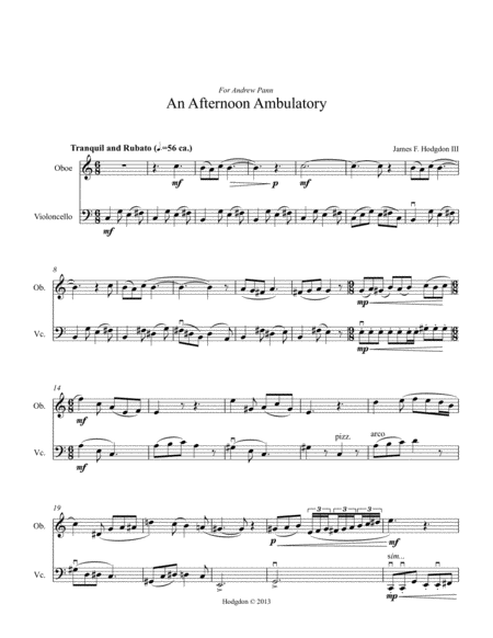 Free Sheet Music An Afternoon Ambulatory