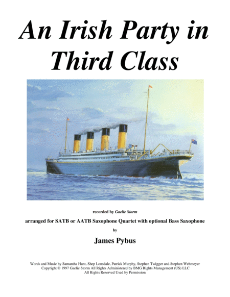 Free Sheet Music An Irish Party In Third Class Saxophone Quartet Version