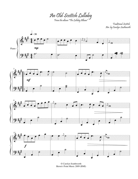 Free Sheet Music An Old Scottish Lullaby