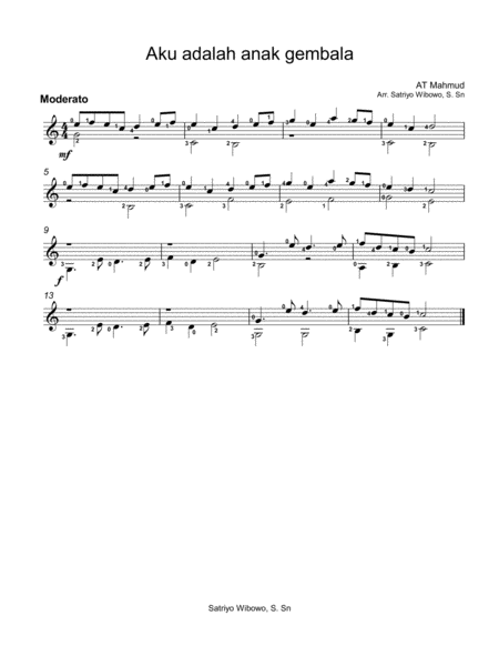 Free Sheet Music Anak Gembala