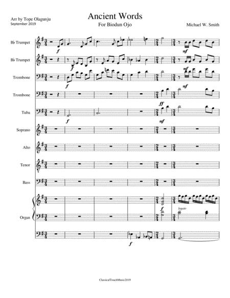 Free Sheet Music Ancient Words Satb Brass Quintet And Organ