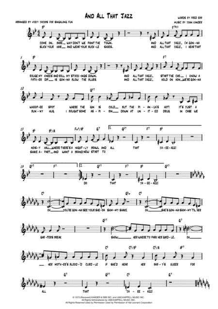 Free Sheet Music And All That Jazz Leadsheet For Singalongs