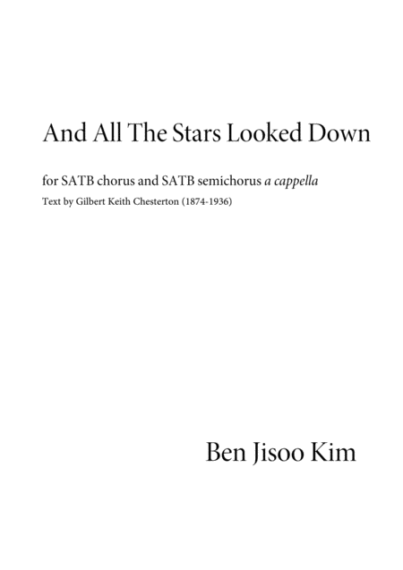 Free Sheet Music And All The Stars Looked Down