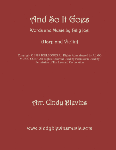 And So It Goes Arranged For Harp And Violin Sheet Music