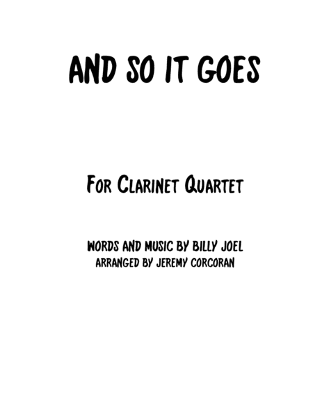 Free Sheet Music And So It Goes For Clarinet Quartet