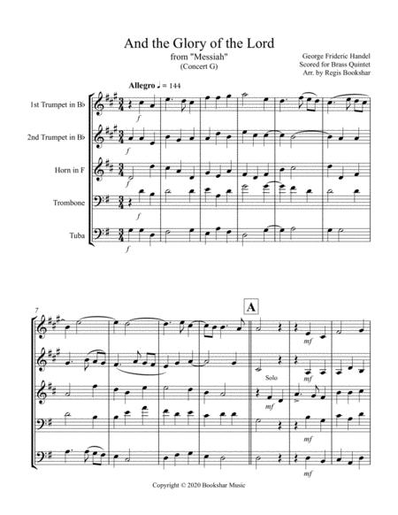 And The Glory Of The Lord From Messiah G Brass Quintet Sheet Music