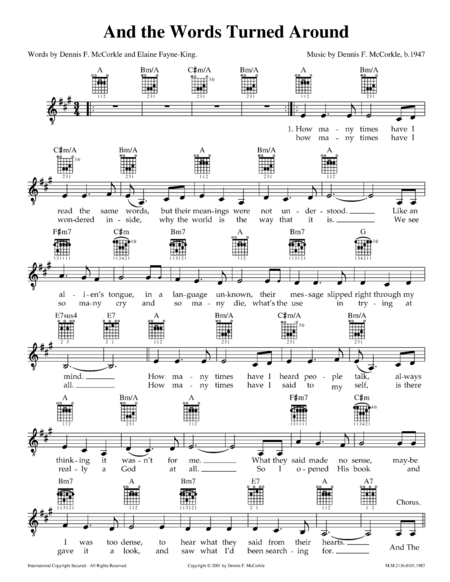 And The Words Turned Around Sheet Music