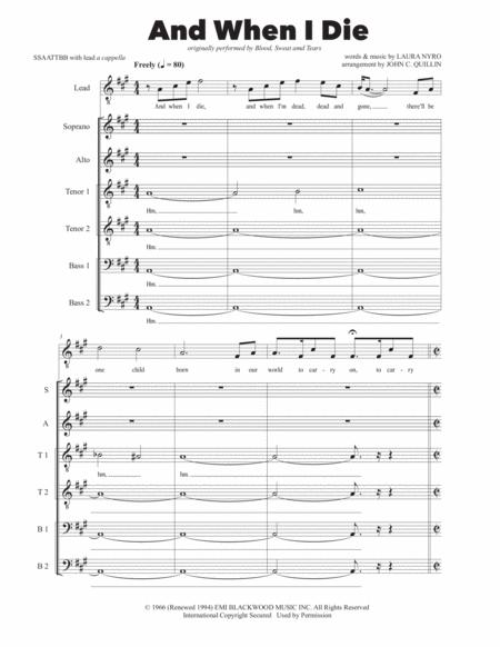 And When I Die Sheet Music