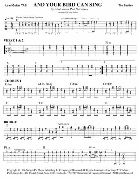 Free Sheet Music And Your Bird Can Sing Guitar Tab