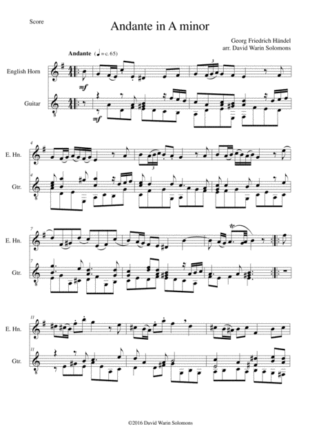 Free Sheet Music Andante For Cor Anglais And Guitar