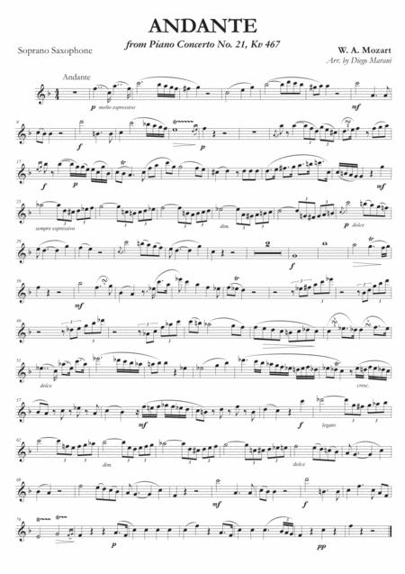 Andante From Concerto No 21 For Soprano Saxophone And Piano Sheet Music