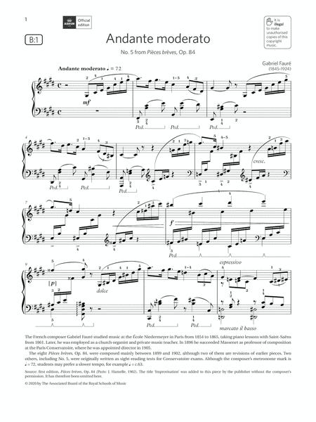 Andante Moderato Grade 7 List B1 From The Abrsm Piano Syllabus 2021 2022 Sheet Music