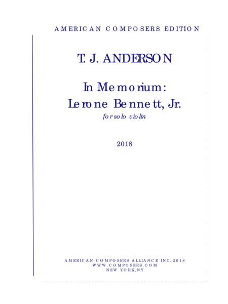 Anderson In Memoriam Lerone Bennett Jr Sheet Music