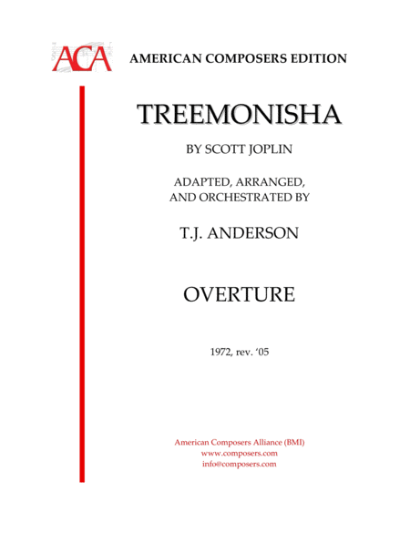 Anderson Treemonisha Overture Sheet Music