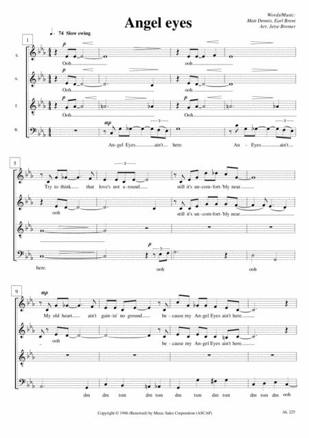 Angel Eyes Satb A Cappella Sheet Music