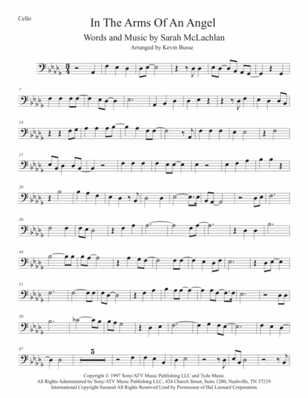 Angel Original Key Cello Sheet Music