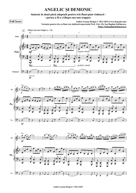 Free Sheet Music Angelic I Demonic Angelic And Demonic Musical Fantasy In Two Parts For Instrumental Trio Flute Piano Cello Variant Full Score And All Parts