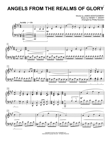 Free Sheet Music Angels From The Realms Of Glory Classical Version Arr Phillip Keveren
