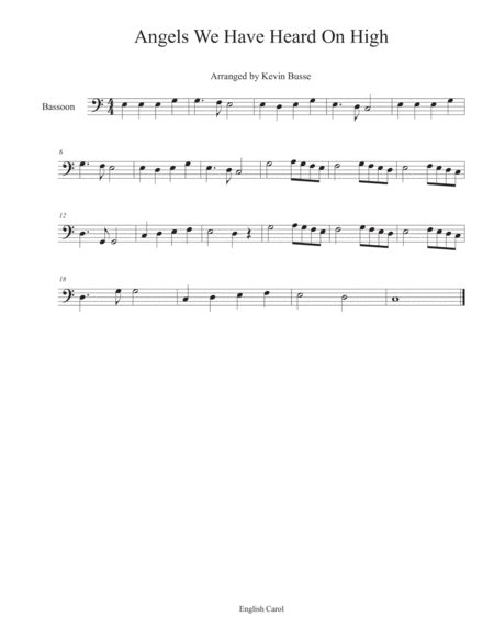 Angels We Have Heard On High Bassoon Sheet Music