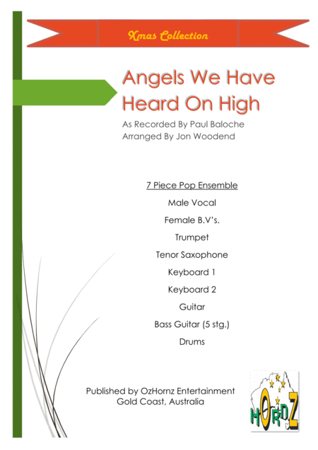 Free Sheet Music Angels We Have Heard On High Dance Beat Male Vocal 2 Horns 5 Rhythm