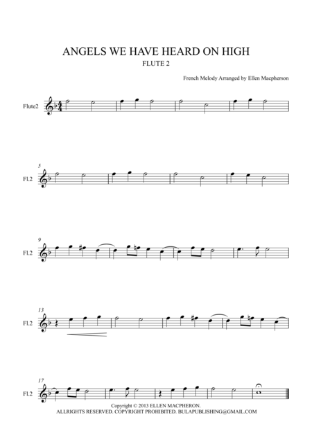 Free Sheet Music Angels We Have Heard On High Flute 2