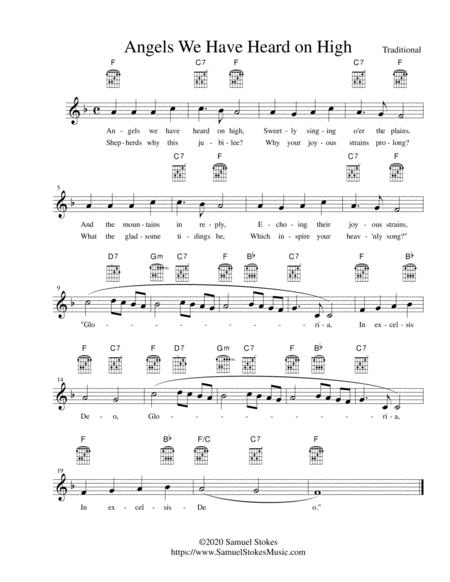 Angels We Have Heard On High Lead Sheet In F Major Sheet Music