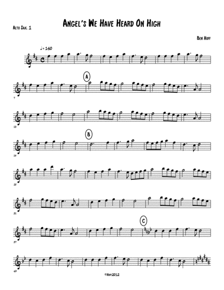 Angels We Have Heard On High Sax Quartet Sheet Music