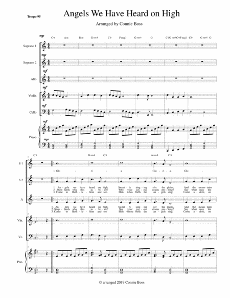 Angels We Have Heard On High Ssa Cello And Violin Sheet Music