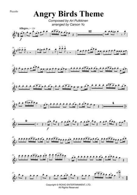 Free Sheet Music Angry Birds Theme For Flute Choir