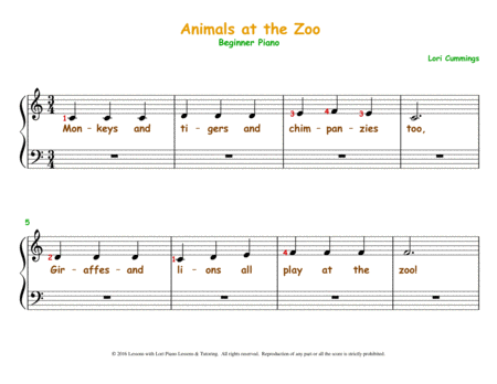 Animals At The Zoo Sheet Music