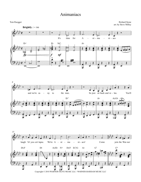 Free Sheet Music Animaniacs Main Title