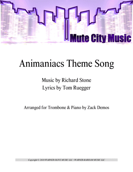 Free Sheet Music Animaniacs Theme Song