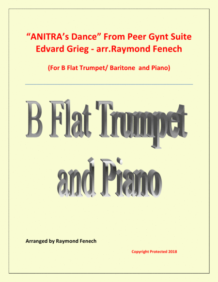 Free Sheet Music Anitras Dance From Peer Gynt B Flat Trumpet And Piano